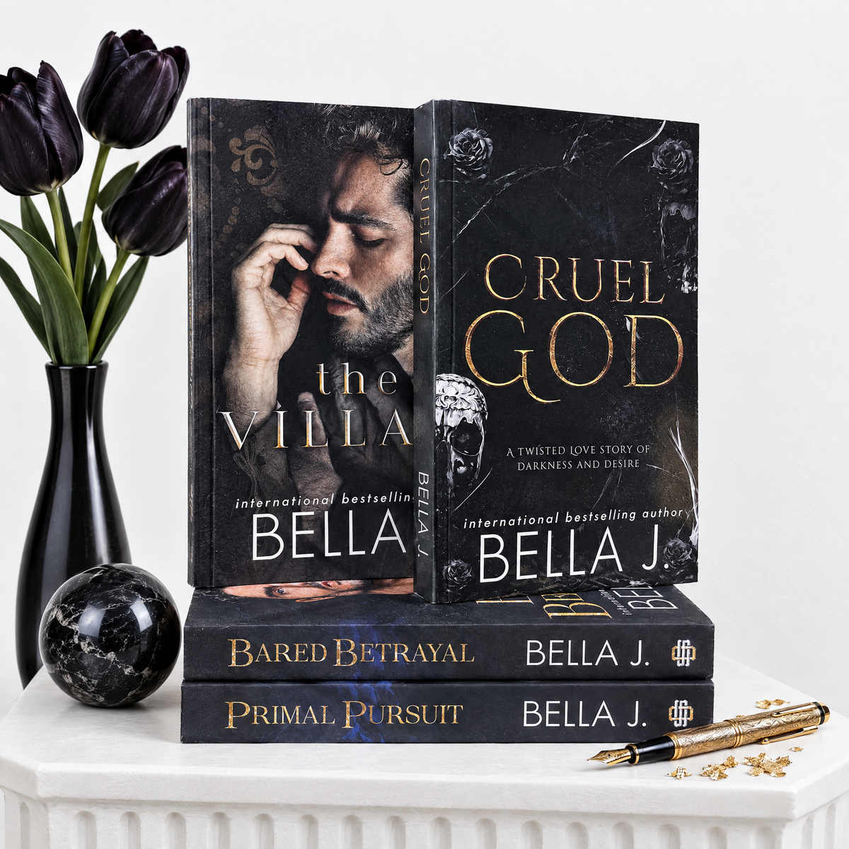 Bella J. Standalone Collection: The Villain, Cruel God, Bared Betrayal and Primal Pursuit signed books