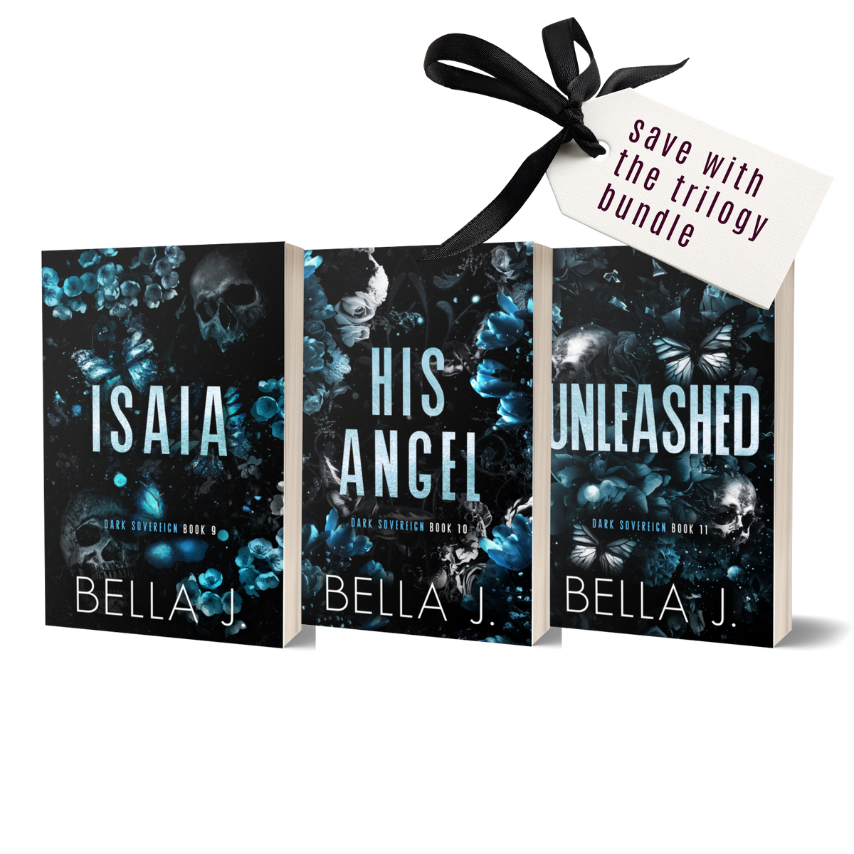 Isaia Trilogy signed paperback bundle by Bella J., discreet covers: Isaia, His Angel, Unleashed