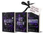 Nicoli Trilogy signed paperback bundle by Bella J., discreet covers: Nicoli, His Queen, Unveiled